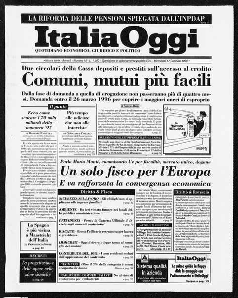 Italia oggi : quotidiano di economia finanza e politica